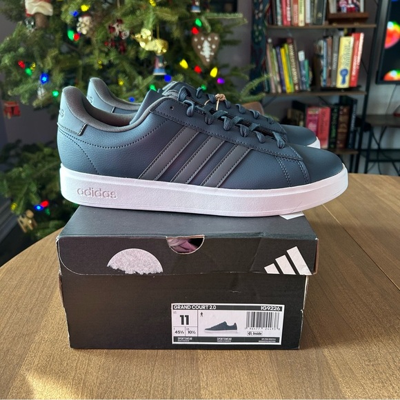 Adidas Mens size 11 Aurora Blue Gray Casual Athletic Cloudfoam Comfort Shoes NEW - Picture 5 of 14